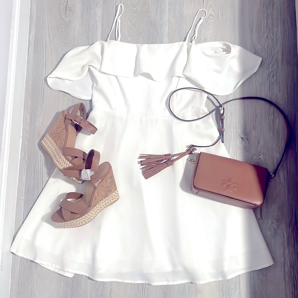 Like new White, off the shoulder, flowy dress